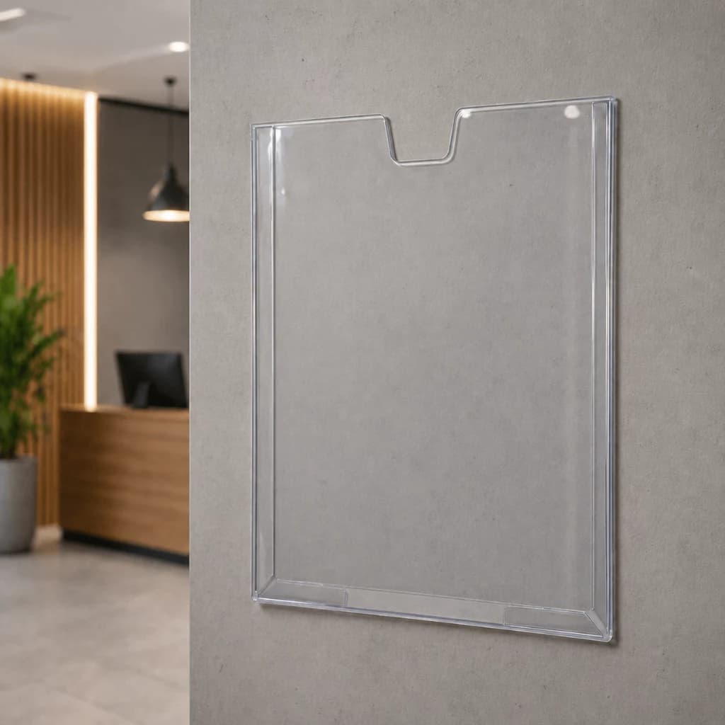 Display Horizontal Porta Folha A4 Acrílico Parede/Porta p/ Avisos Comércios SAMBA