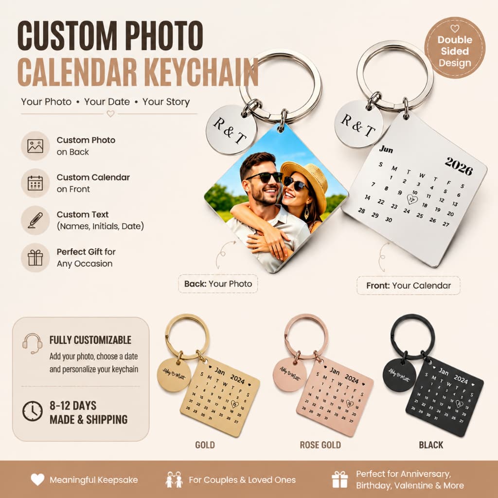 Chaveiro De Calendário Personalizado Para Casal De Aço Inoxidável Gravado Data Especial Presente De