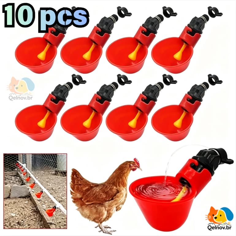 10 Bebedouro Automático Copinho Copo Bebedor Aves Frangos