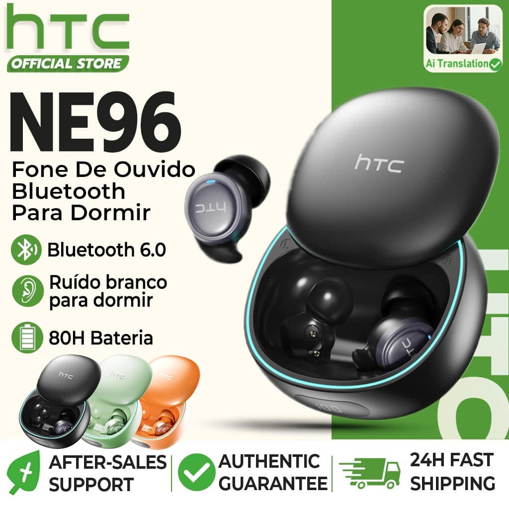 HTC NE96 Fone De Ouvido Bluetooth Para Dormir – Ajuste Ultrafino E Sem Pressão Bateria De Longa Duração Cancelame