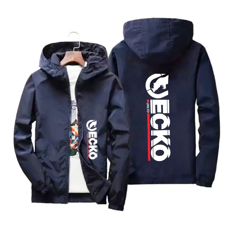 Jaqueta casual Masculina Com Zíper Capuz , Casaco Leve E Durável Estampado ECKO De Manga Comprida , À Prova De Vento Bol
