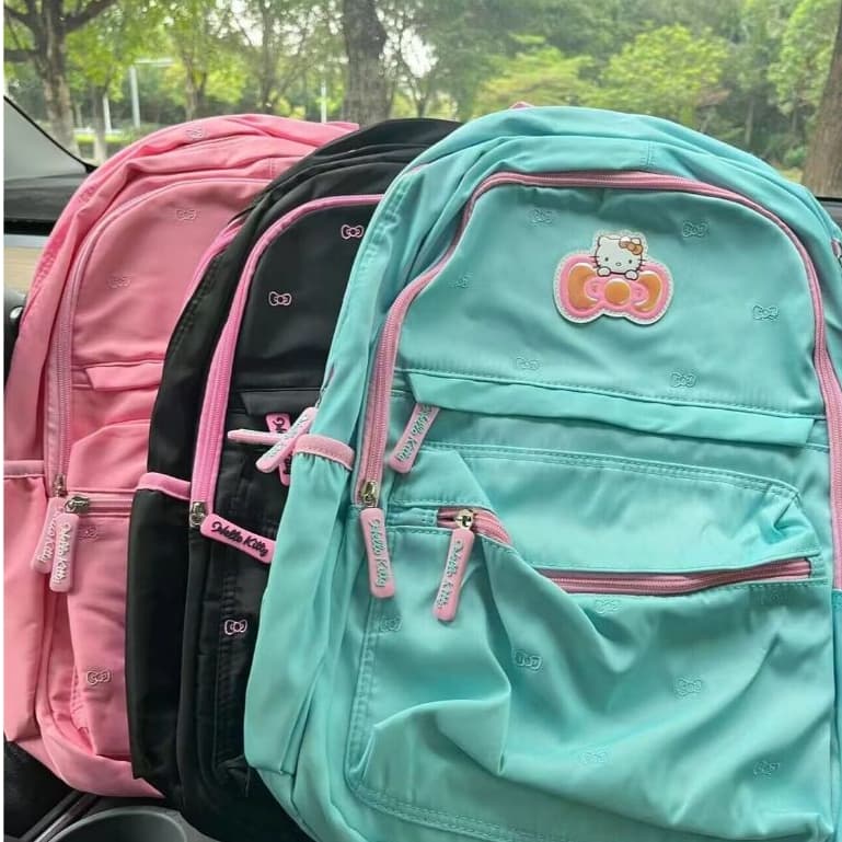 Mochila escolar de Nylon verde erva-de-gato fofa, mochila feminina fofa para estudantes universitários do ensino médio