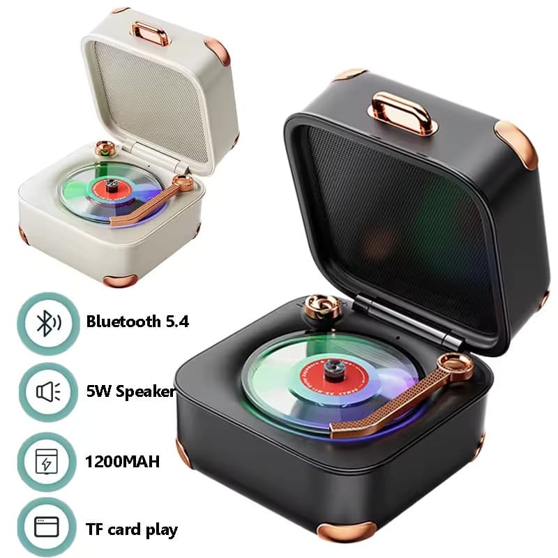 Mini Clássico Vintage Bluetooth Alto-Falante Retro Alta Fidelidade Caixa De Música Vinil Record Player Design Soundbar L