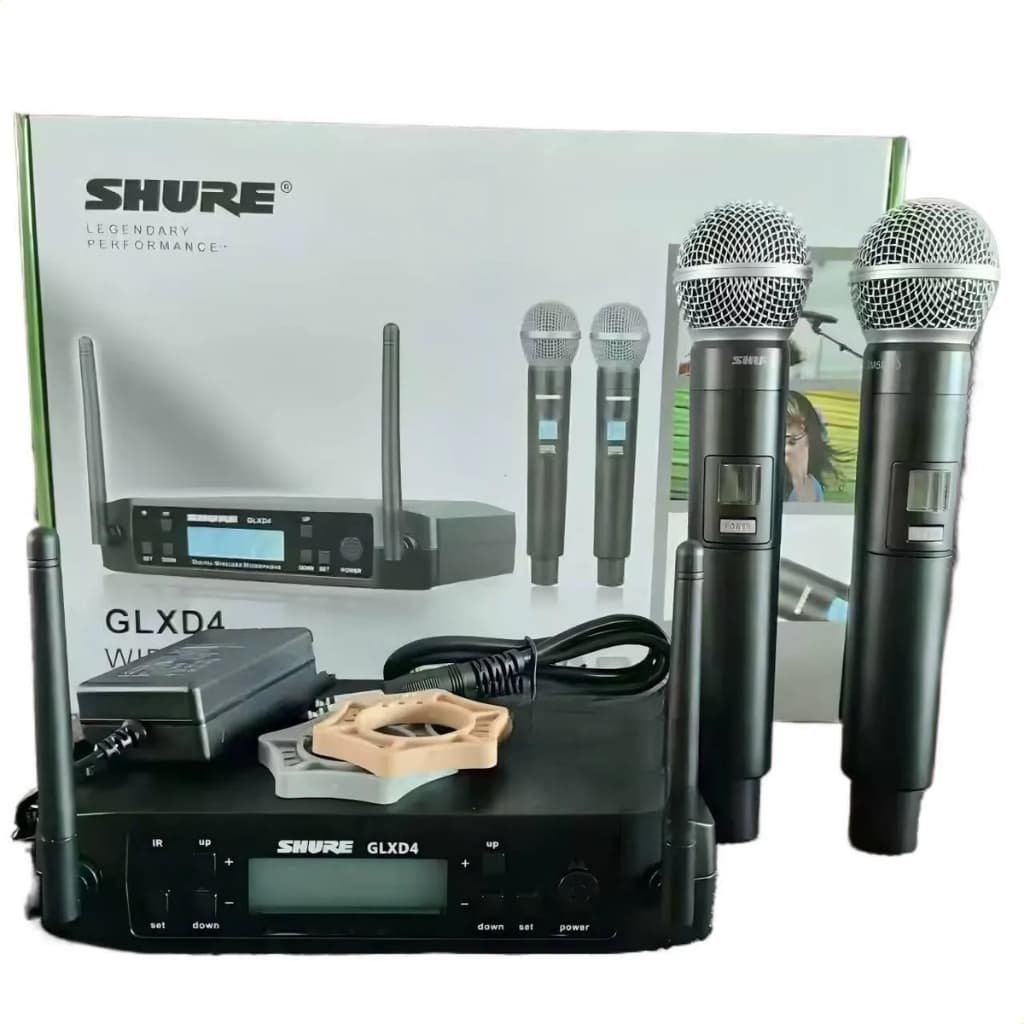 Microfone Sem Fio Profissional UHF Original SHURE GLXD4 , De Karaokê