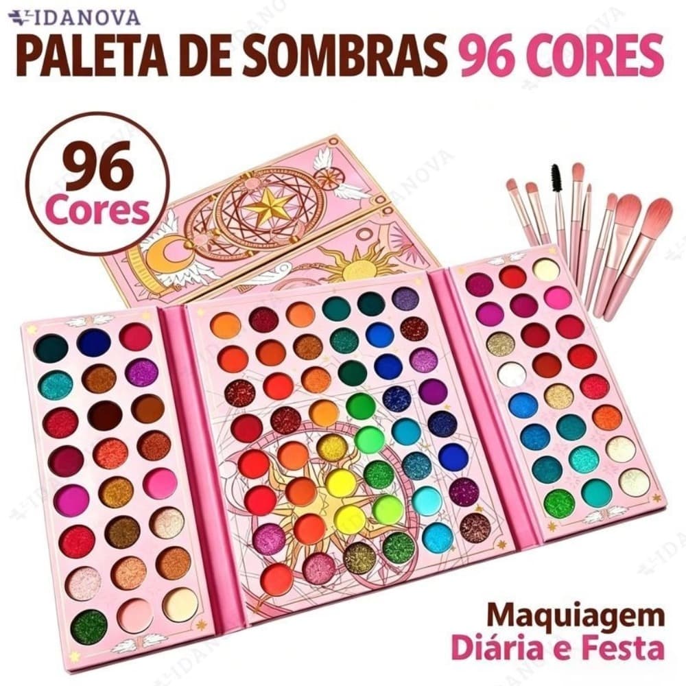 Paleta De Sombra De Olho Em 96 Cores Perolada / Fosca / Com Glitter / Longa Duração expirado até pelo menos 2029