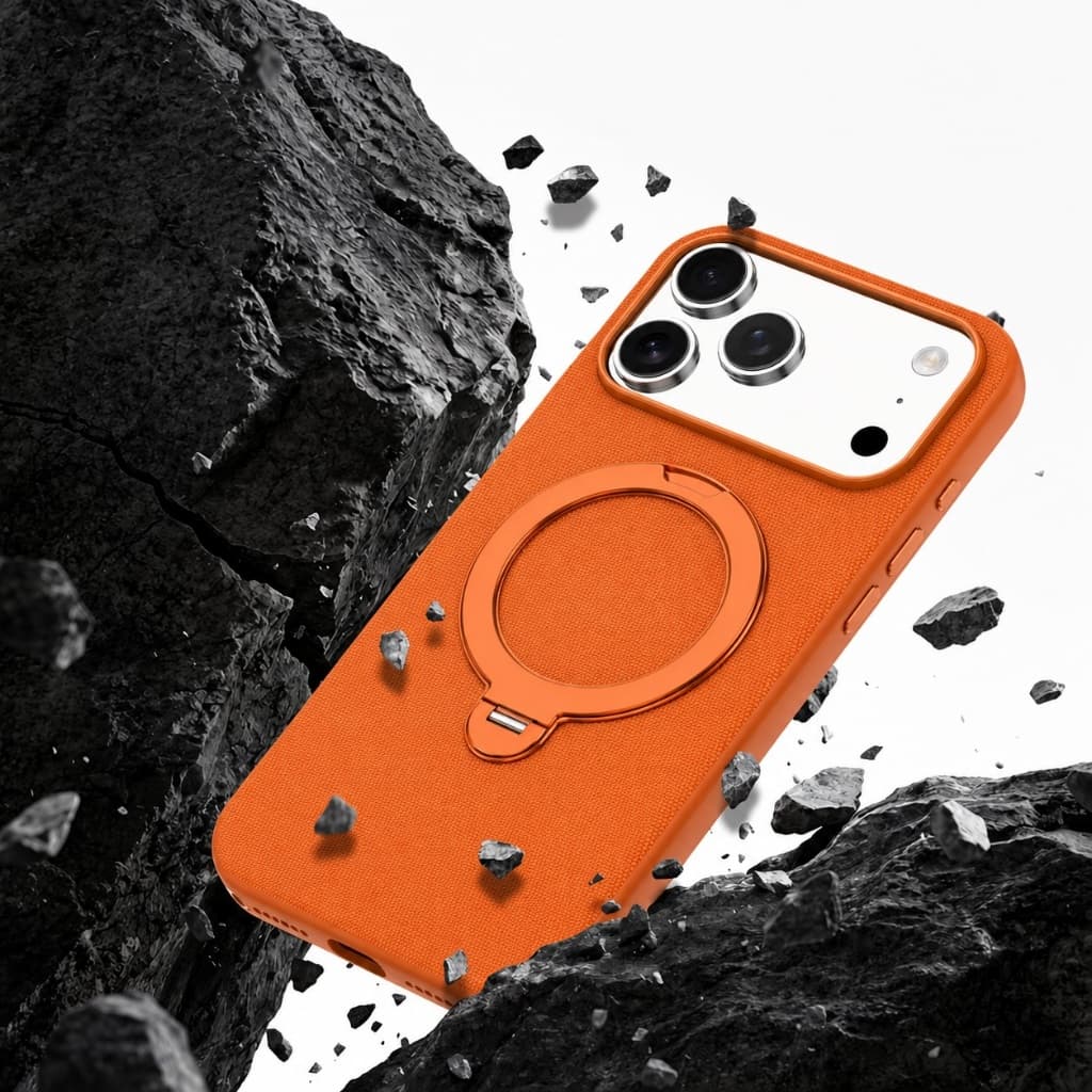 IPhone17ProMax Phone Case Tecnologia Pano Tecido Suporte Rotativo Apple 16 Capa Protetora Magnética 15