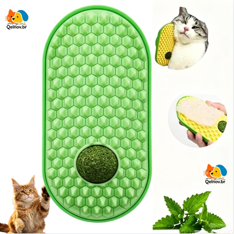 Wall-Mounted Cat Massage Brush with Catnip - Itch Relief, Cleaning and Fresh Breath Immediate Shipping