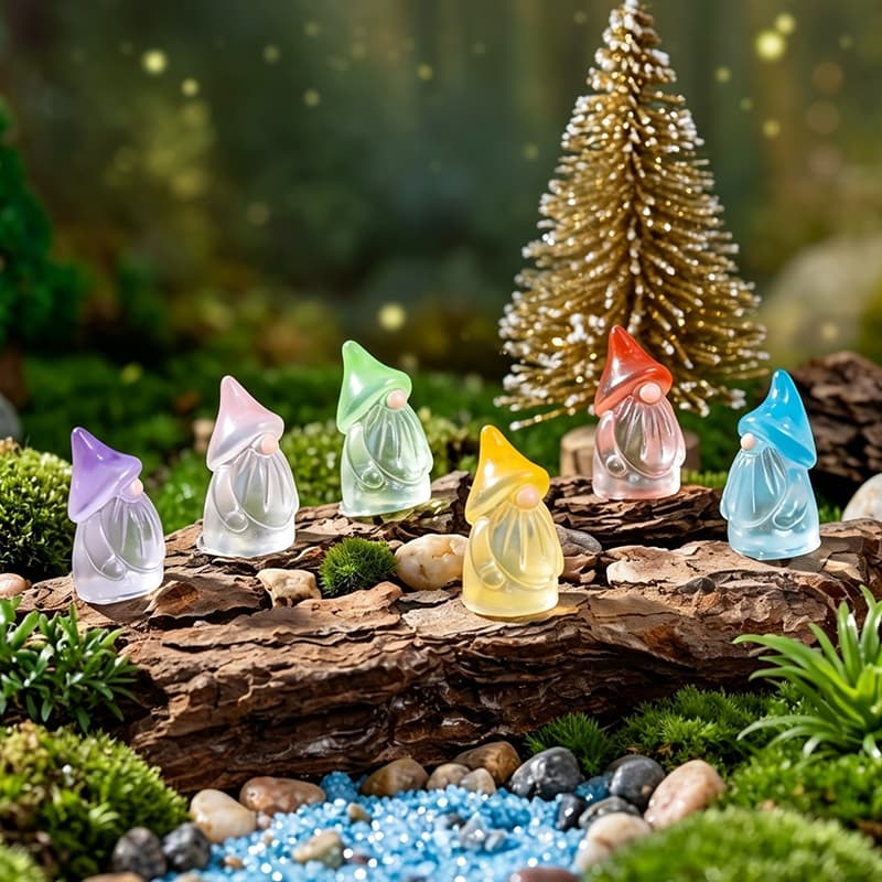 10/6 Pçs/set Mini Bonito Resina Gnomos Estátuas Estatuetas Luminosas Para Decoração De Mesa De Jardim Em Miniatura