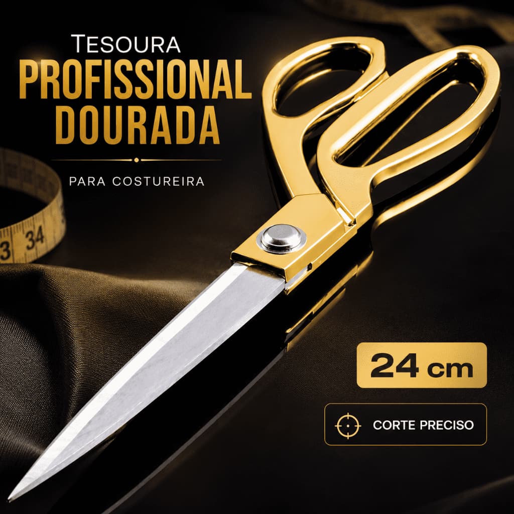 Tesoura Uso profissional dourada para costureira-tesoura de costura profissional - Tesoura Tapeceiro Forjada Alfaiate