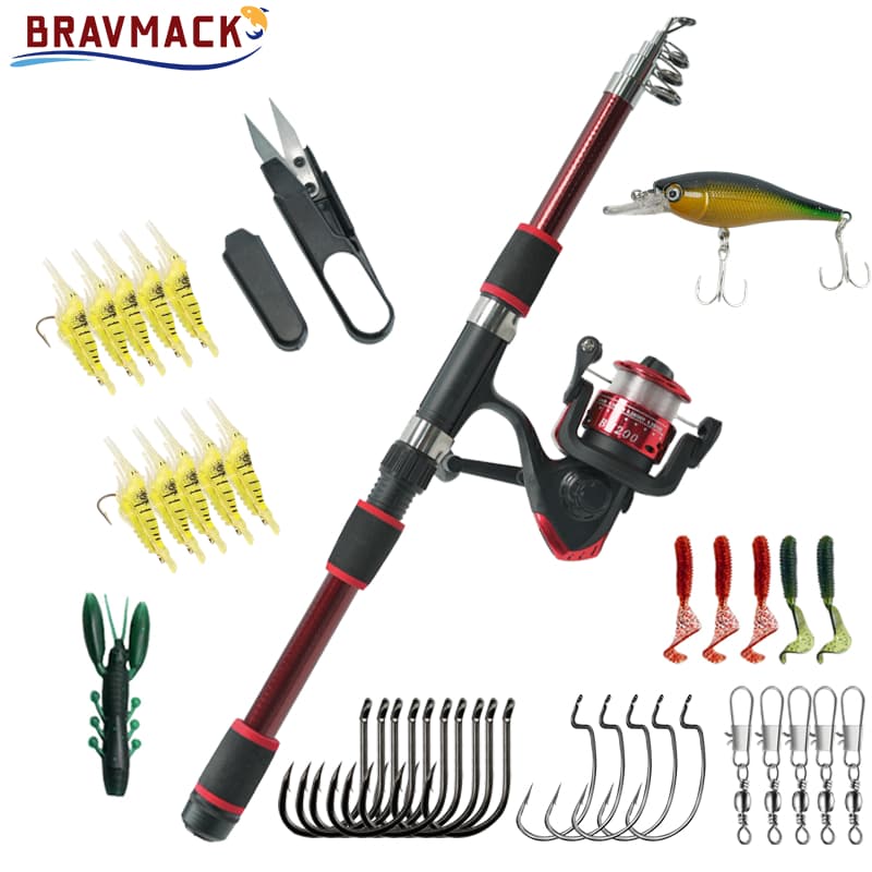 Kit Pesca Completo Vara de Pesca 1.8m com Molinete Linha Iscas e Acessórios de Pesca
