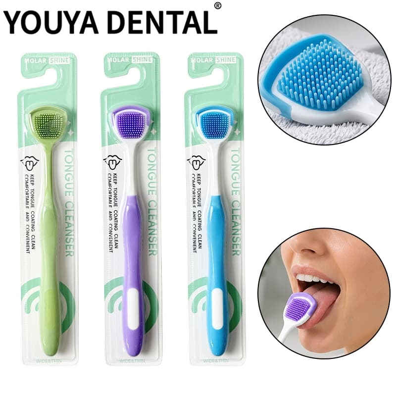 2 Pçs Novos Limpadores De Língua Adulto Silicone Raspador Escova Lavável Ferramentas De Limpeza