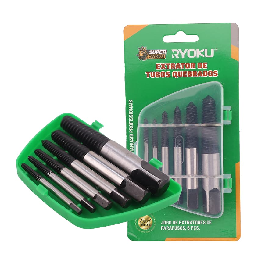 Conjunto Extrator De Parafuso De 6 Peças RYOKU-Removedor Profissional Quebrado