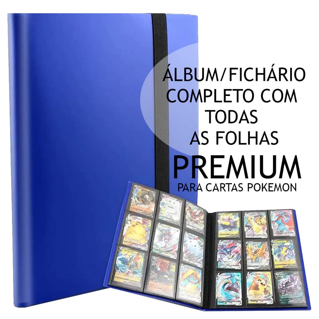 Fichário Álbum Grande para cartas Pokemon - Cabem 540 cartas- Pasta Porta Cartas