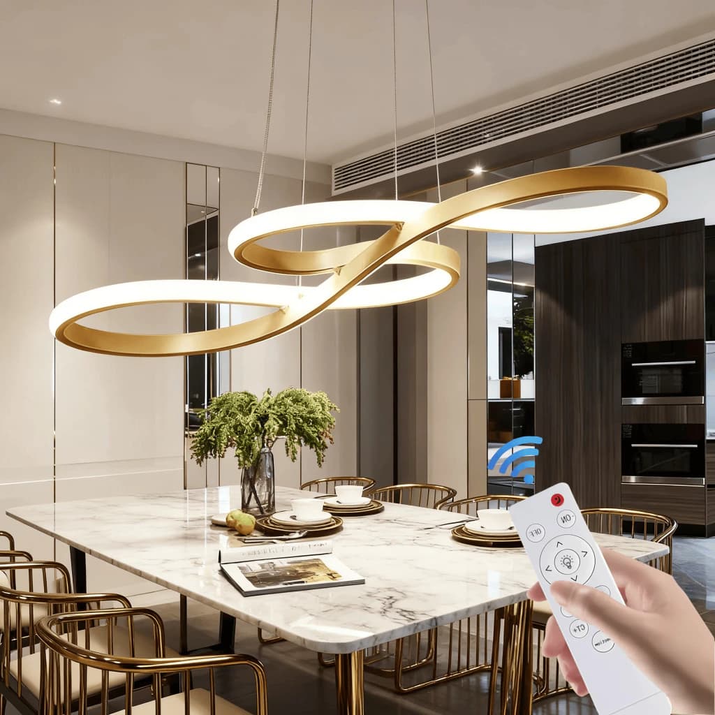 Lustre Moderno De Controle Remoto 110V-220V Dourado 75cm 3 Cores Pendentes Vários Modelos Para Sala De Estar!!
