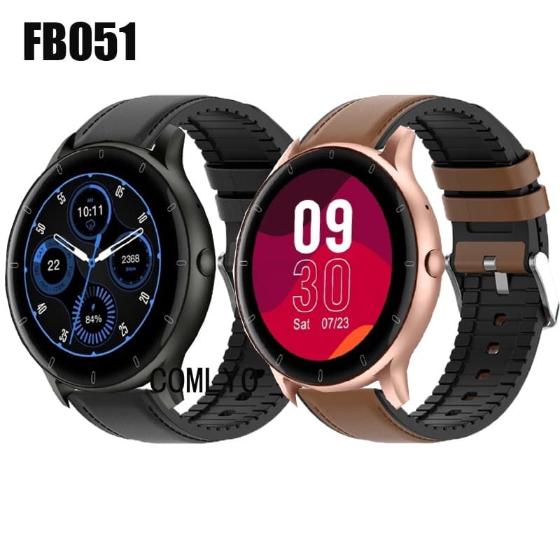 Para FB051 Pulseira De Smartwatch Relógio Inteligente Couro + Silicone Macio Esportiva Feminina Masculina
