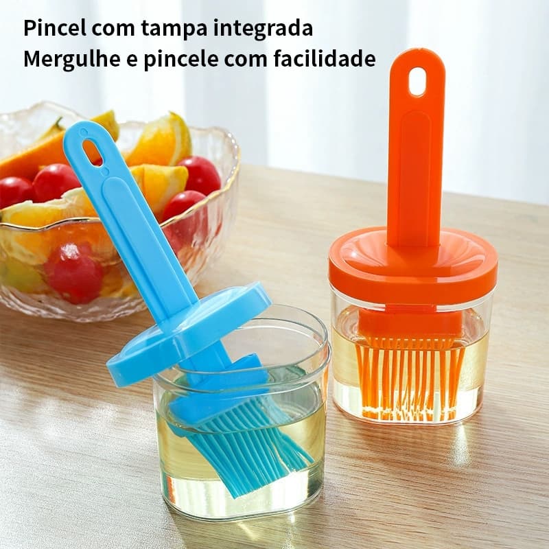 Pincel Silicone com Tampa | Não Solta Pelo | Alta Temperatura