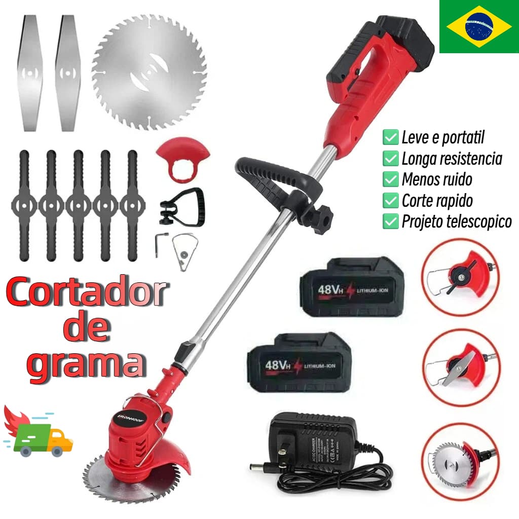 Aparador De Grama Roçadeira Elétrica Profissional-2 batteries