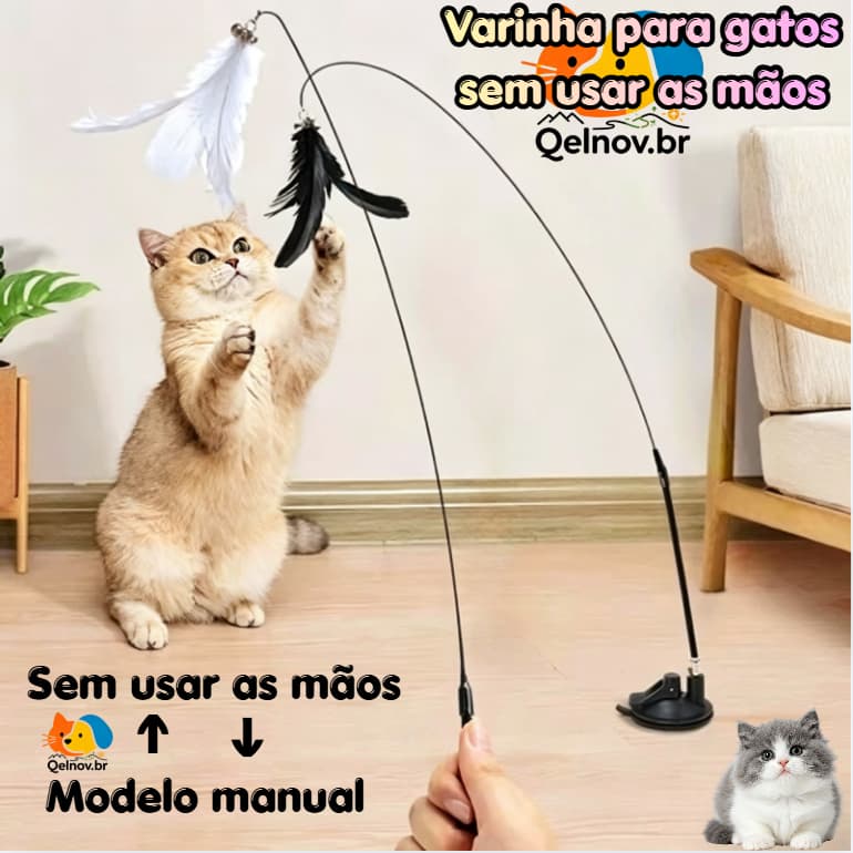 Cat Bird Wand Toy With Suction Cup Fixed To The Floor