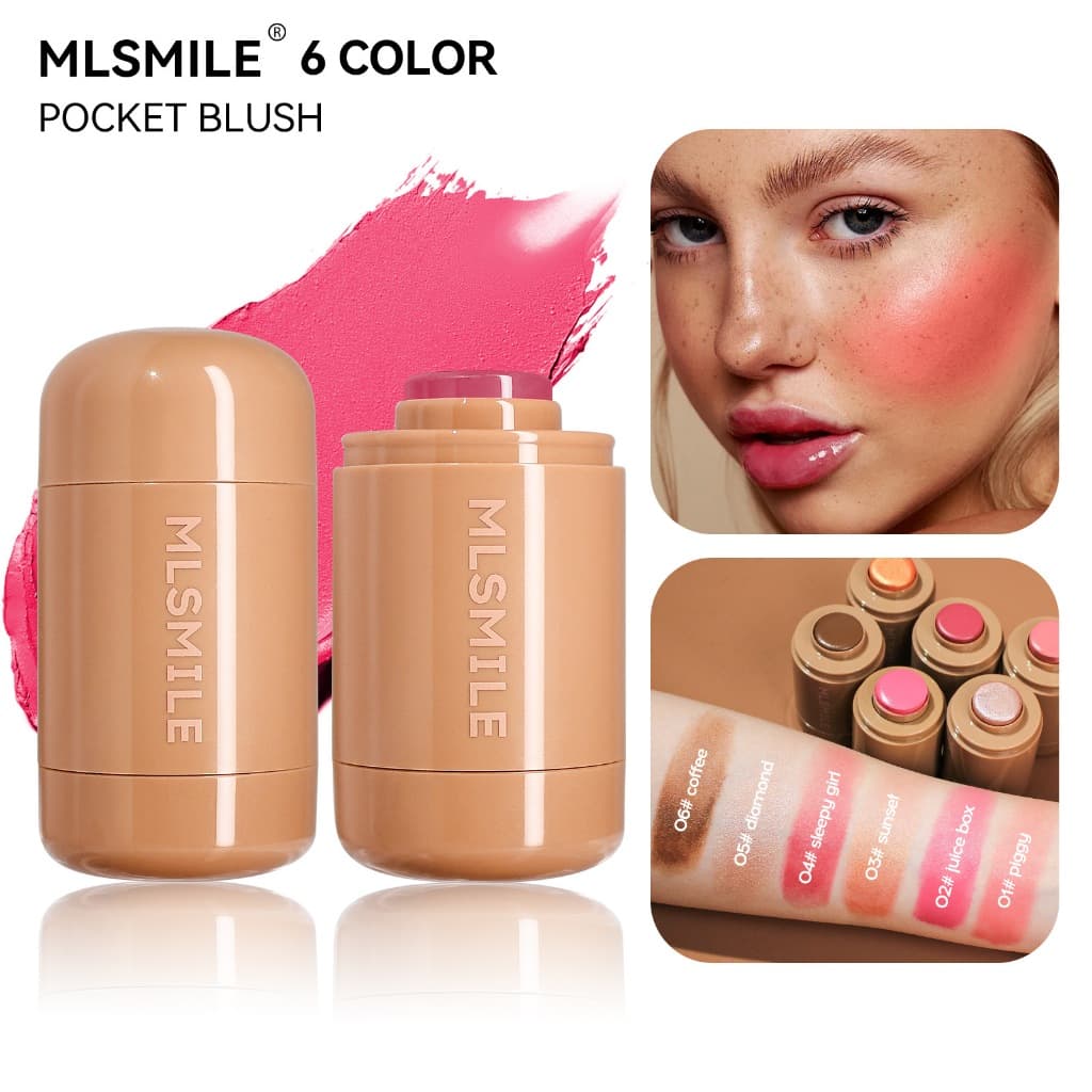 Pocket Blush Stick 6 Cores Batom Hidratante Para Lábios E Bochechas Destaque Iluminador Natural Matte Rouge