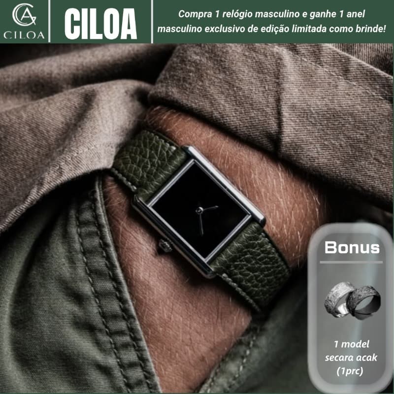 CILOA Relógio de Quartzo Novo Masculino - Cinto de Couro, Quadrado, Casual/Empresarial, Leve, À Prova d'Água 533