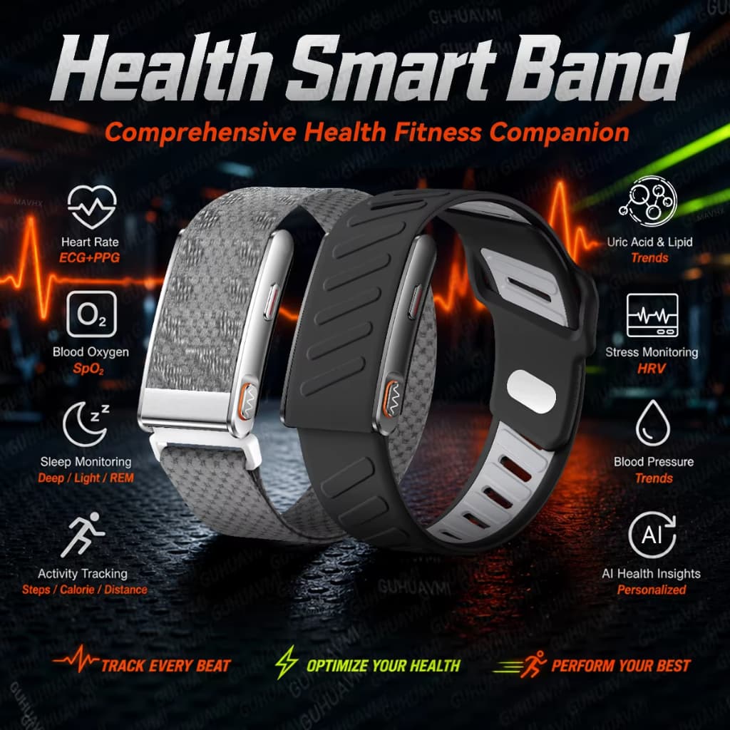 2026New Esporte Rastreador De Fitness Banda Inteligente Pressão Oxigênio No Sangue Ácido Úrico Lipídio ECG Pulseira À Pr