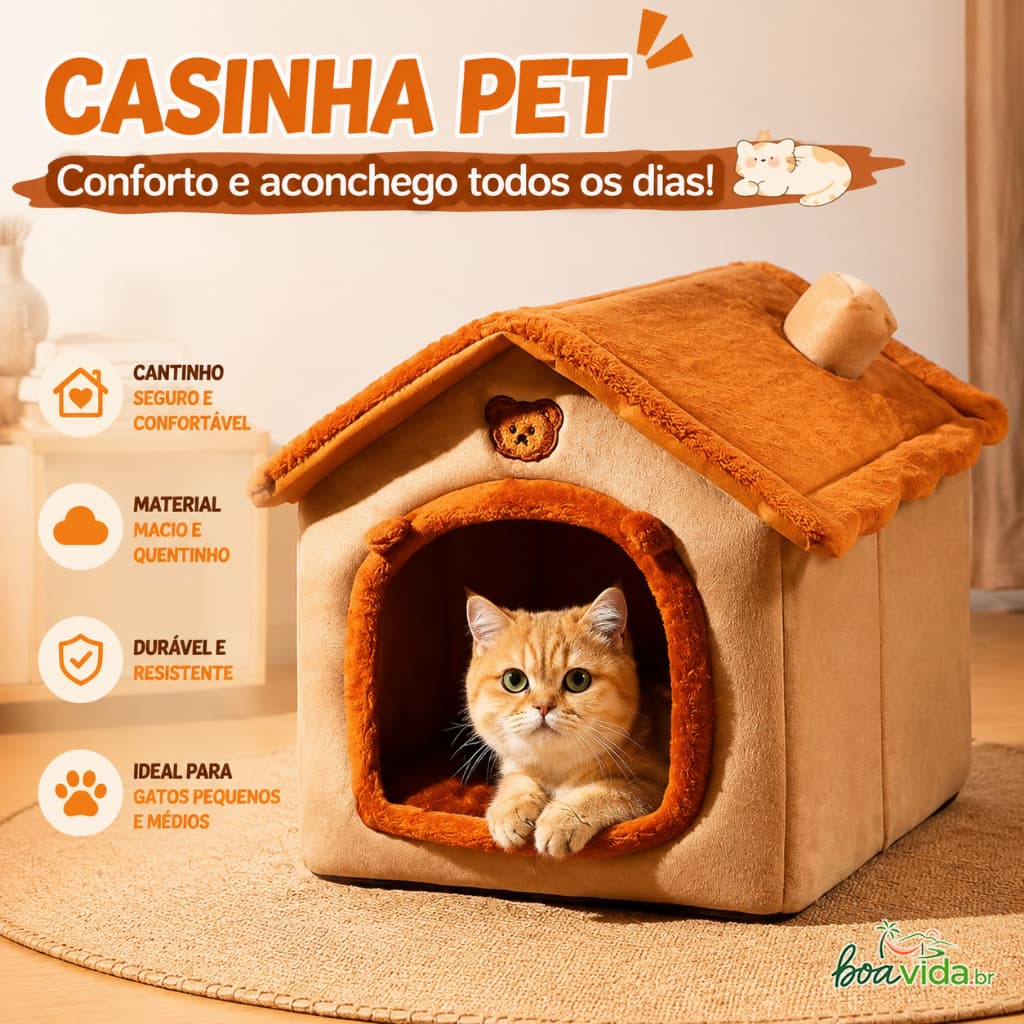 Cama Removível Lavável Quente e Peludo para Cachorro e Gato