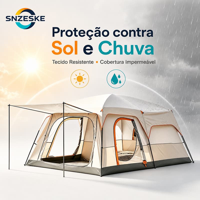 Snzeske [PIX] Barraca de Camping Familiar 5 a 14 Pessoas Impermeável com Proteção UV e Fácil de Transportar