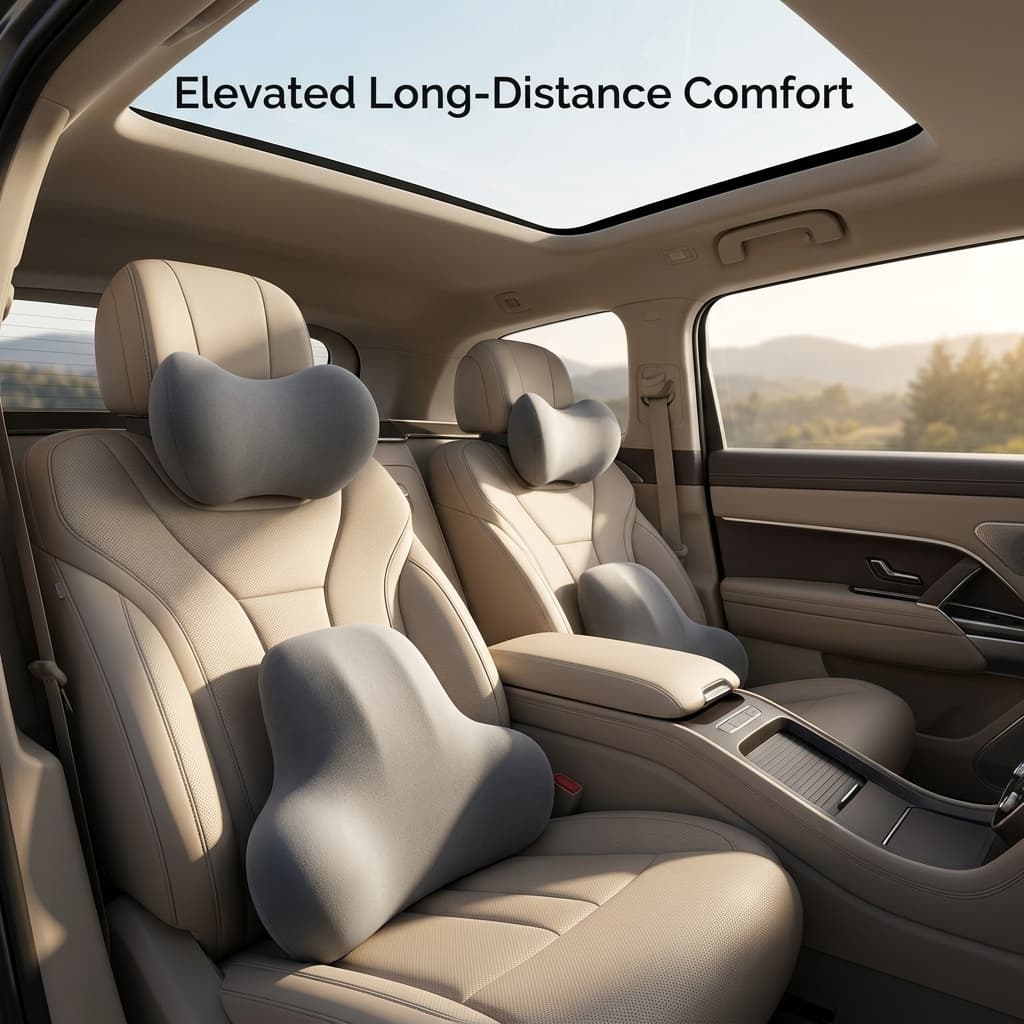 Prático Interior Do Carro Acessórios Essenciais 2026 Espuma De Memória Pescoço Travesseiro Encosto Lombar Conjunto Almof