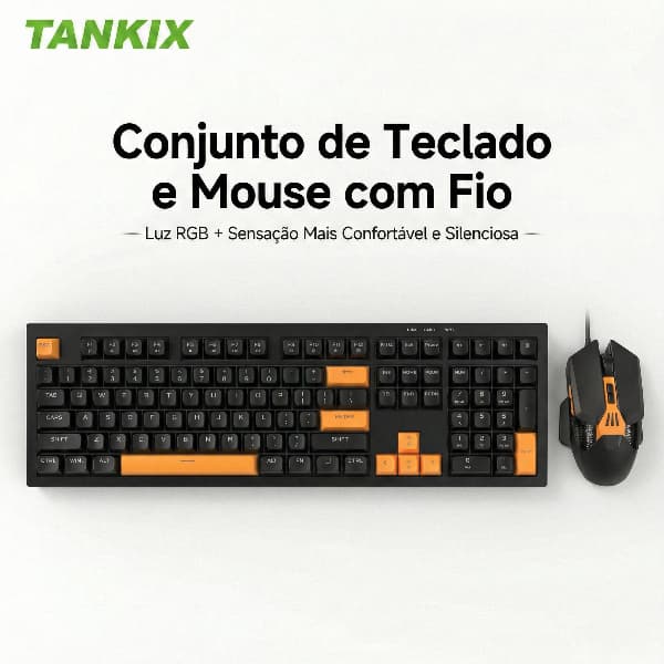 Teclado Para Jogos Mouse Combo RGB Retroiluminado 111 Teclas Conjunto Com Fio De Tamanho Completo Anti-Ghosting Ergonômi
