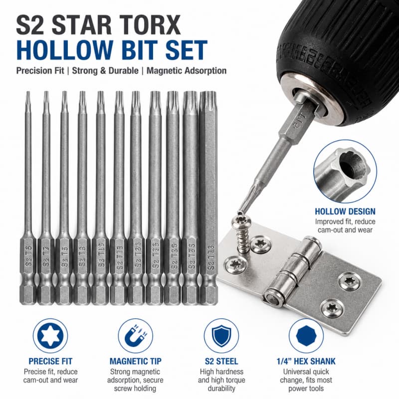 kit 11 chaves bits torx 100mm Compatíveis com parafusadeiras, chaves manuais e elétricas