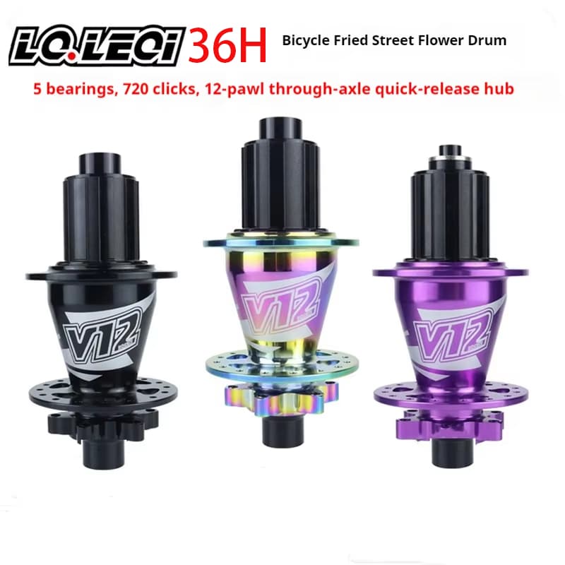 Lqleqi V12 Mountain Bike Hub 5 Pawls 12 Pawl Catraca 720 Super Alto 36H Hg Cassete Freio A Disco Através Do Eixo Liberaç
