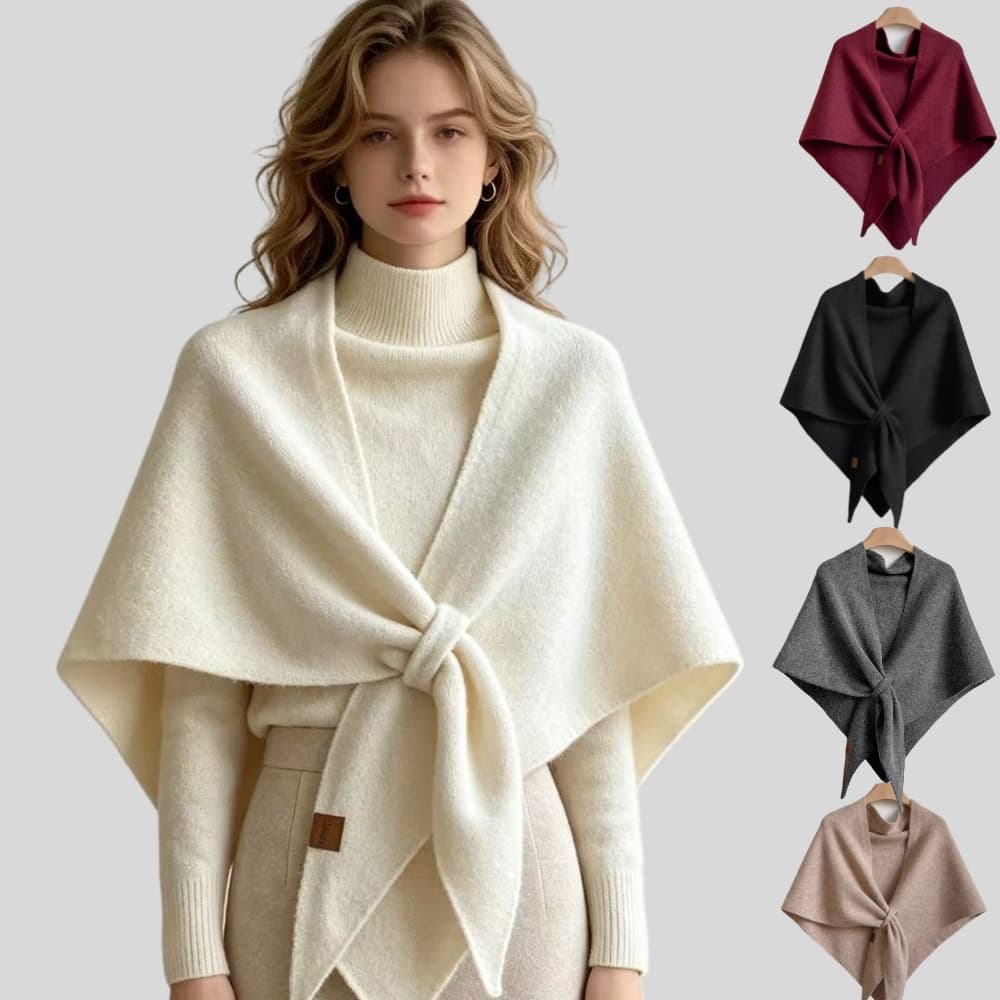 Xale De Malha Grosso Inverno Imitação de Caxemira Macio Cor Sólida Aquecimento Pescoço Feminino