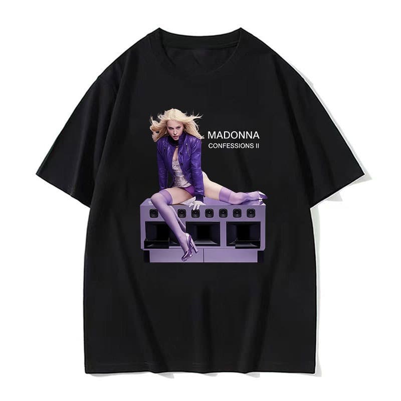 Madonna Confissions II Camiseta Gráfica Retrô Roxa Unissex De Algodão Estampada