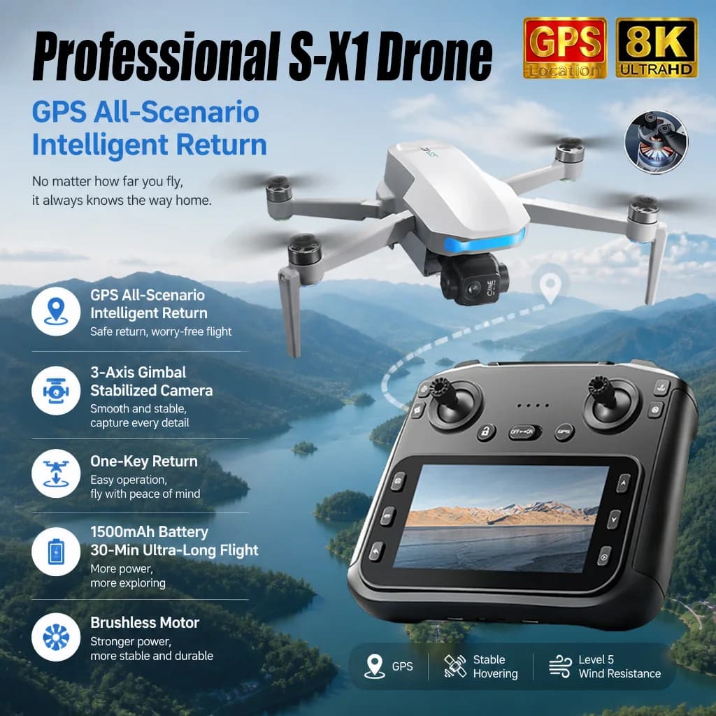 2026 Quente S-X1 WIFI FPV Drone Grande Angular HD 8K 1080P Câmera Altura Segurar RC Dobrável Quadcopter Dron Helicóptero