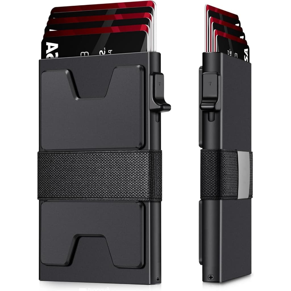 Carteira Masculina Porta Cartões Pop Up Couro Antifurto Automática