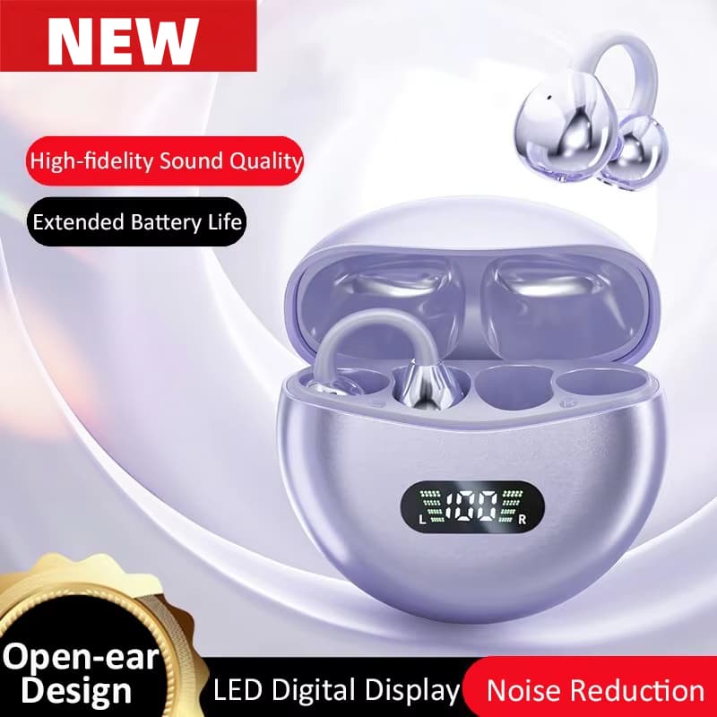Clipe De Orelha Aberta Em Fones De Ouvido Sem Fio TWS Redução Ruído Baixa Latência Display LED Para Esportes Correndo Jo