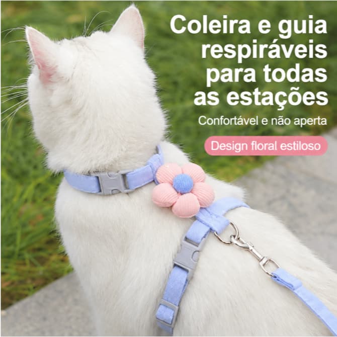 Conjunto De Arnês E Trela Para Gatos À Prova De Fuga , Colete Ajustável Em Forma De H De Desenho Animado Cachorro Pequen