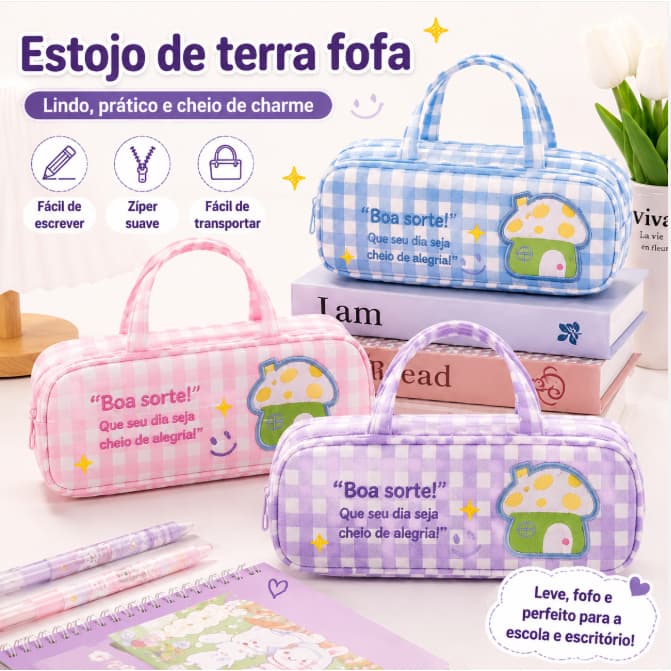 Estojo De Lápis De Casa De Cogumelo De Grande Capacidade INS Coreano Bonito Meninas Caixa De Papelaria Com Alça