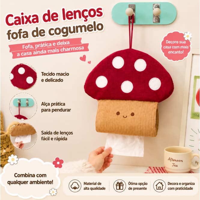 Caixa De Tecido De Cogumelo Fofo INS Montada Na Parede Sem Broca Capa De Suporte De Papel Higiênico
