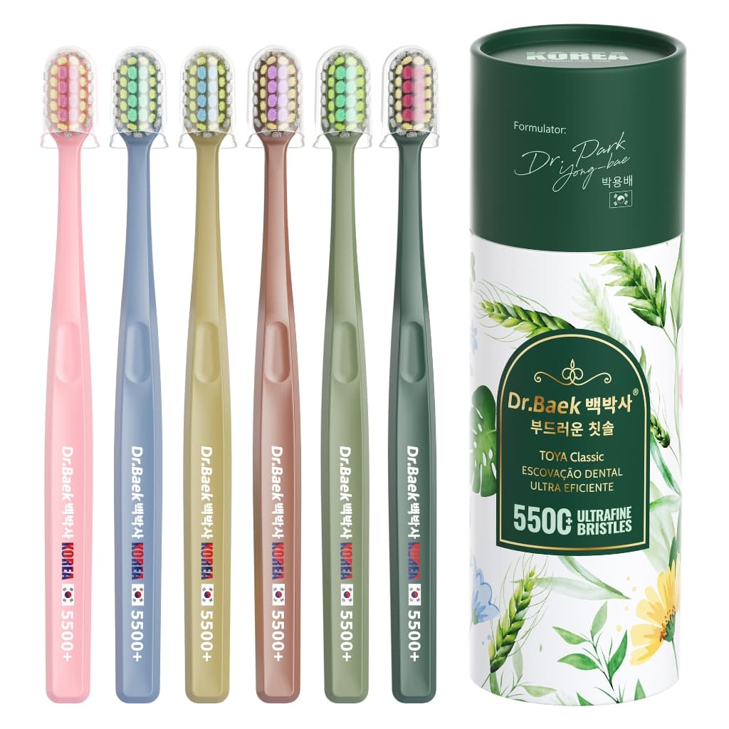 Dr. Escova de dentes Manual para adultos Baek Cerdas Super macias 5500 Proteção profunda para gengivas com Base de vento