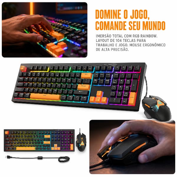 Conjunto De Teclado E Mouse Com Fio , Retroiluminado RGB Silencioso De 111 Teclas Totalmente Anti-Ghosting Para Escritór