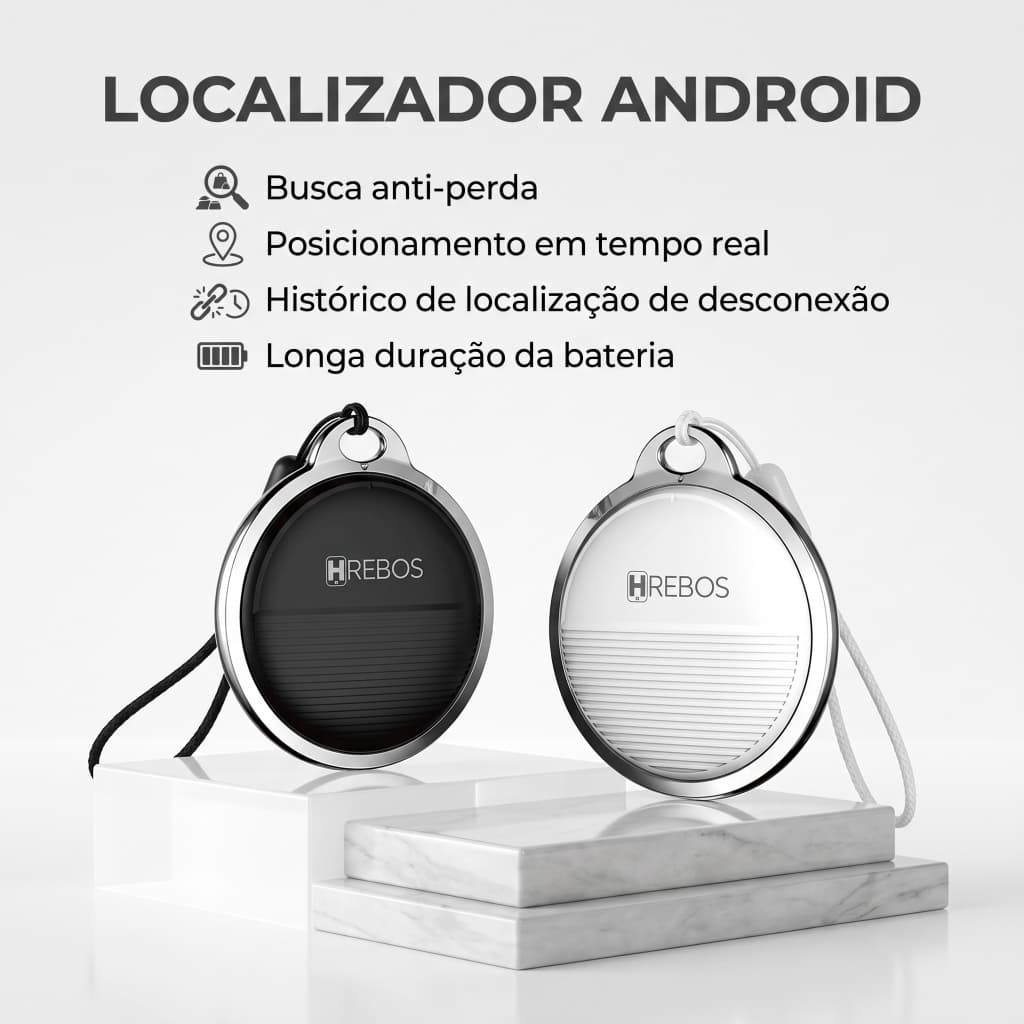 HREBOS x HEYOO Localizador Bluetooth Anti-Perda Bateria Longa Duração e Resistente à Água com Cerca Eletrônica