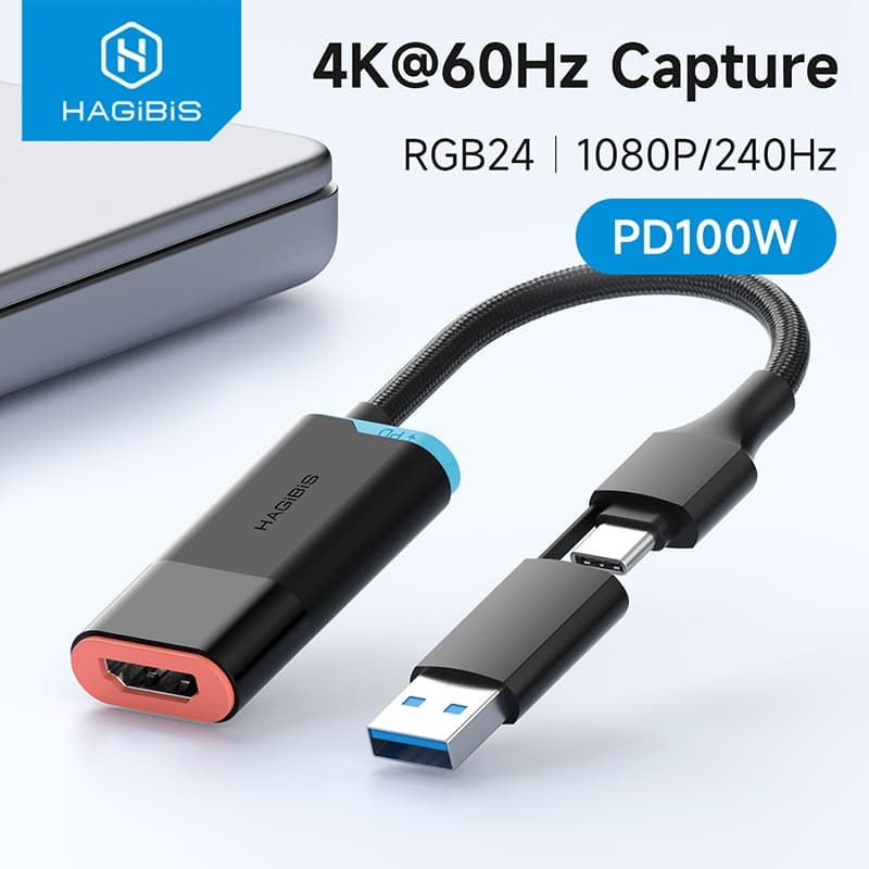 Hagibis HDMI Para USB 3.0 E C Placa De Captura De Vídeo 2K/4K 1080P 60FPS 100W PD Streaming De Jogos Switch Xbox PS4/5