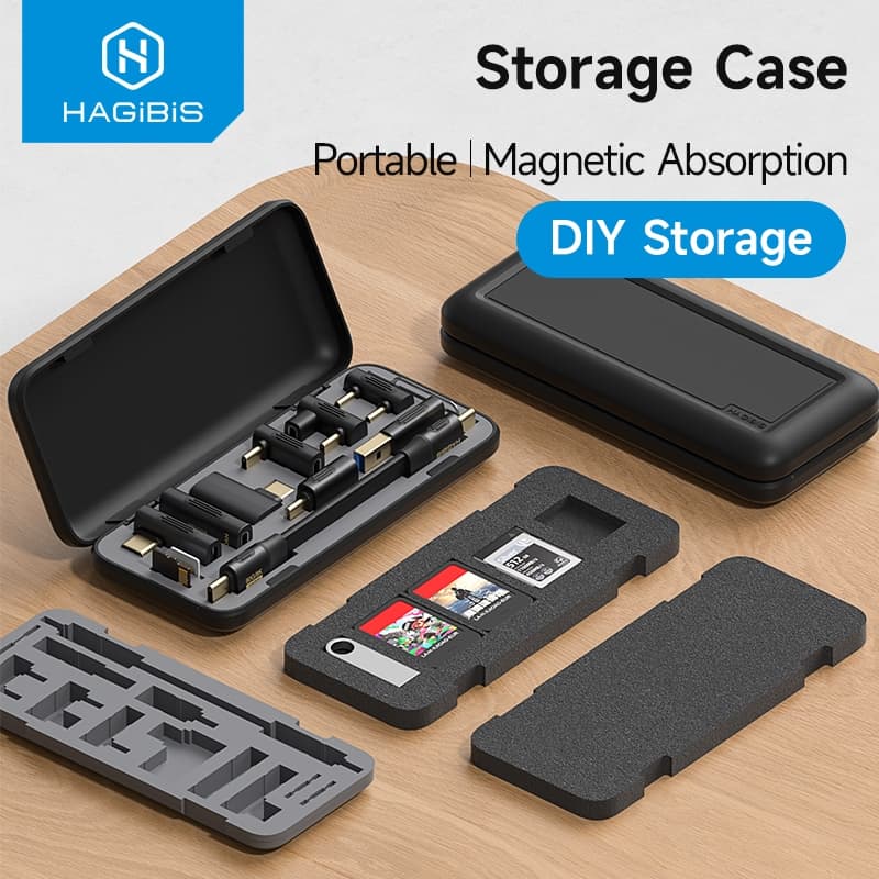 Hagibis Multifuncional Caso De Armazenamento Titular Para USB C Adaptador Cabo SD Micro Cartão Acessórios Portátil Organ