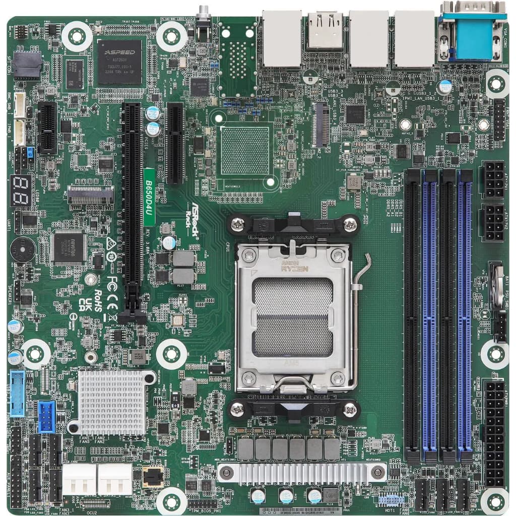 Placa-Mãe De Servidor AsRock Rack Micro-ATX Soquete Único AMD Ryzen 7000 B650D4U