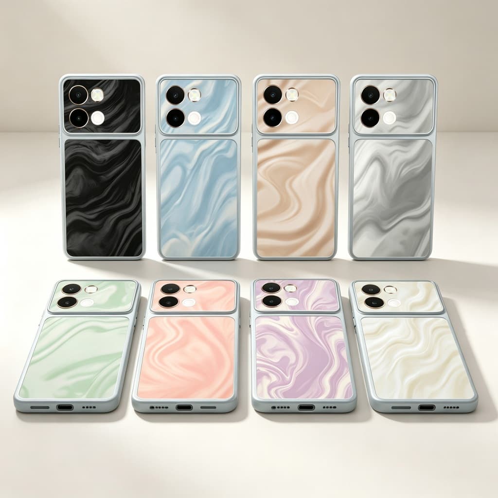 Capa De Telefone Luxuosa Com Padrão De Textura Ondulada De Água 2 Em 1 Vivo Y29 Y29S Y29T Y28 Y28S Y27S Y27 4G 5G Cor Br