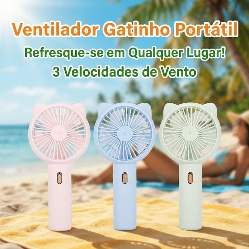 Mini Ventilador Portátil Recarregável USB Para Gatos , Ajustável , 3 Níveis De Velocidade , Vento Poderoso , Baixo Ruído