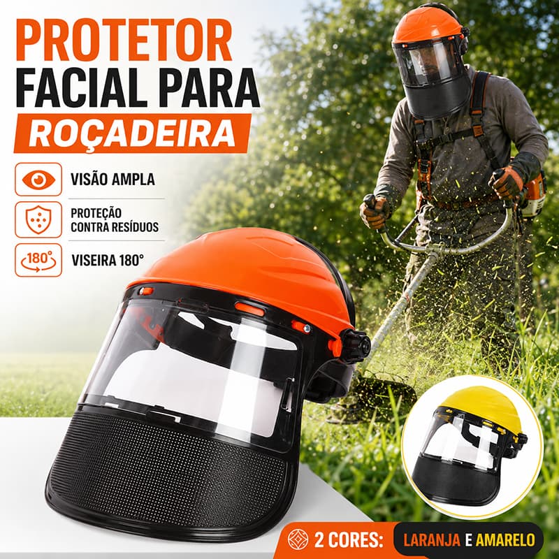 Proteção Facial Telado Aço Para Roçador Roçadeira Protetor Viseira 180° Ajustável