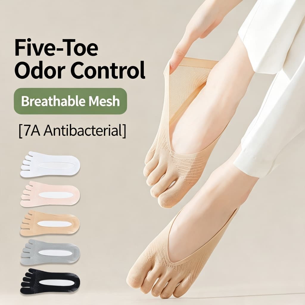 Meias finas de dedos divididos, boca rasa, invisível, sem queda, calcanhar, Silicone, malha antiderrapante, respirável,