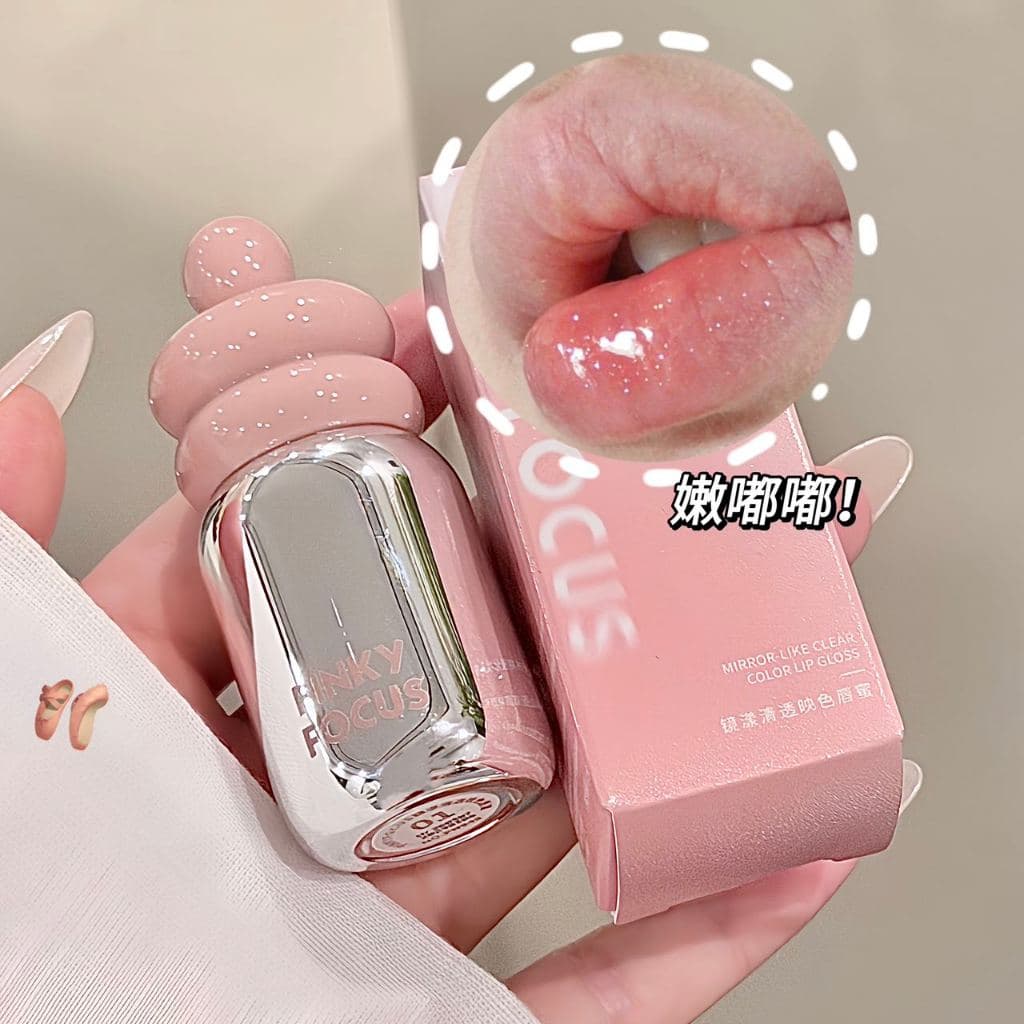 P PINKYFOCUS PN949 Espelho Cor Clara Lip Gloss Hidratante/Hidratante/Vidro Transparente/Dudu Lip/Rosto Simples/Branquead